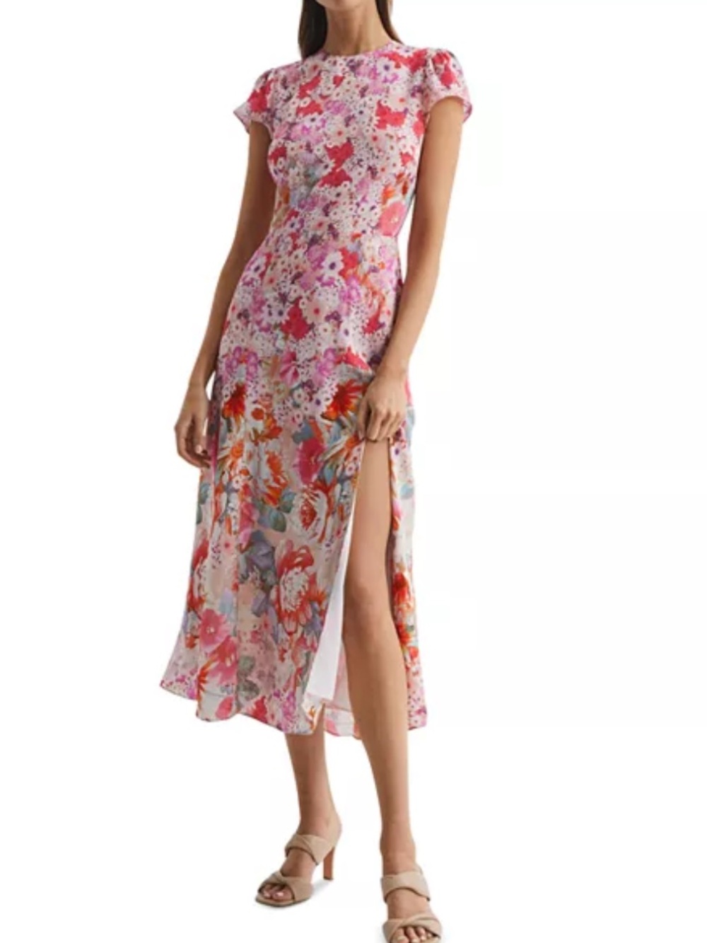 REISS Ivy Floral Ombré Midi Dress - Picture 7 of 15